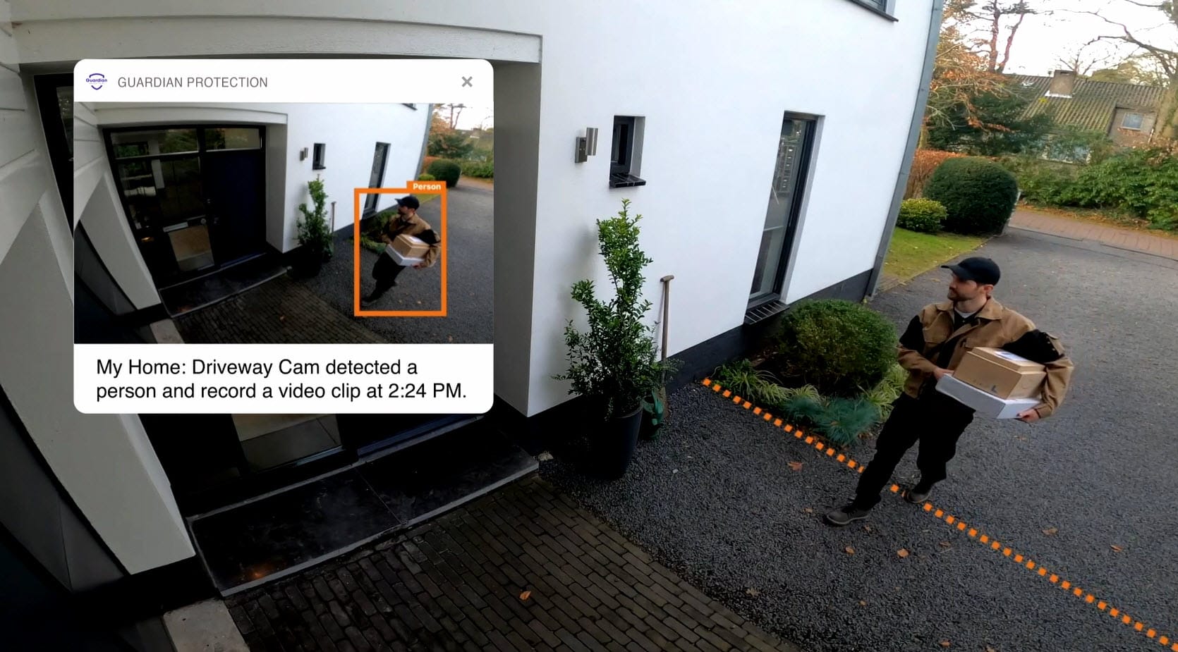 View from a Guardian Protection outdoor camera using the Tripwire feature
