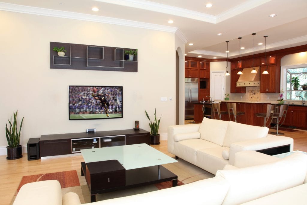 Inside of a customer's living room who used Guardian Protection's prewire process