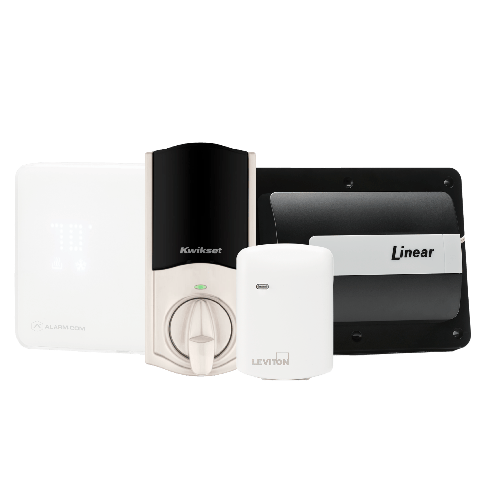 Guardian Protection smart home automation devices including a smart lock and garage door opener.