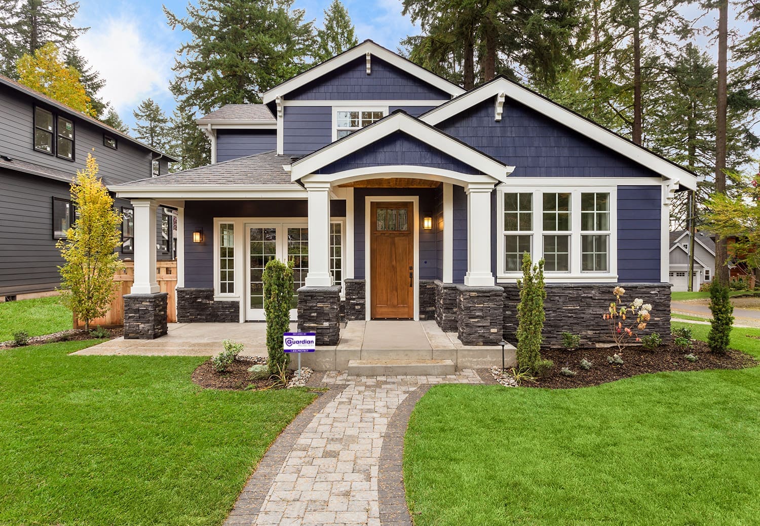 Front of home protected by Guardian Protection home security