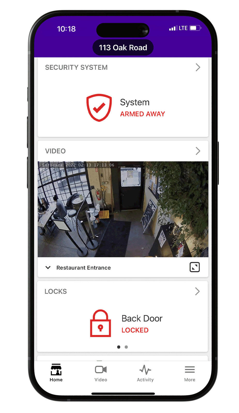 Screenshot of business security analytics on Guardian Protection app