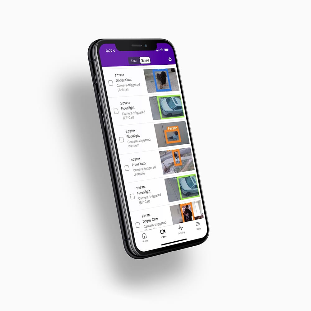 Guardian Protective app displaying video clips