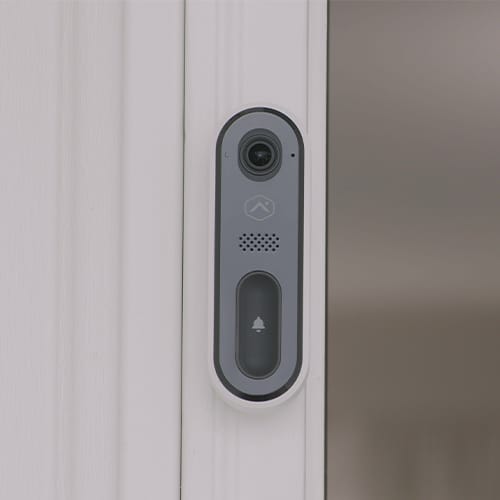 Guardian Protection's video doorbell installed on a home's front door