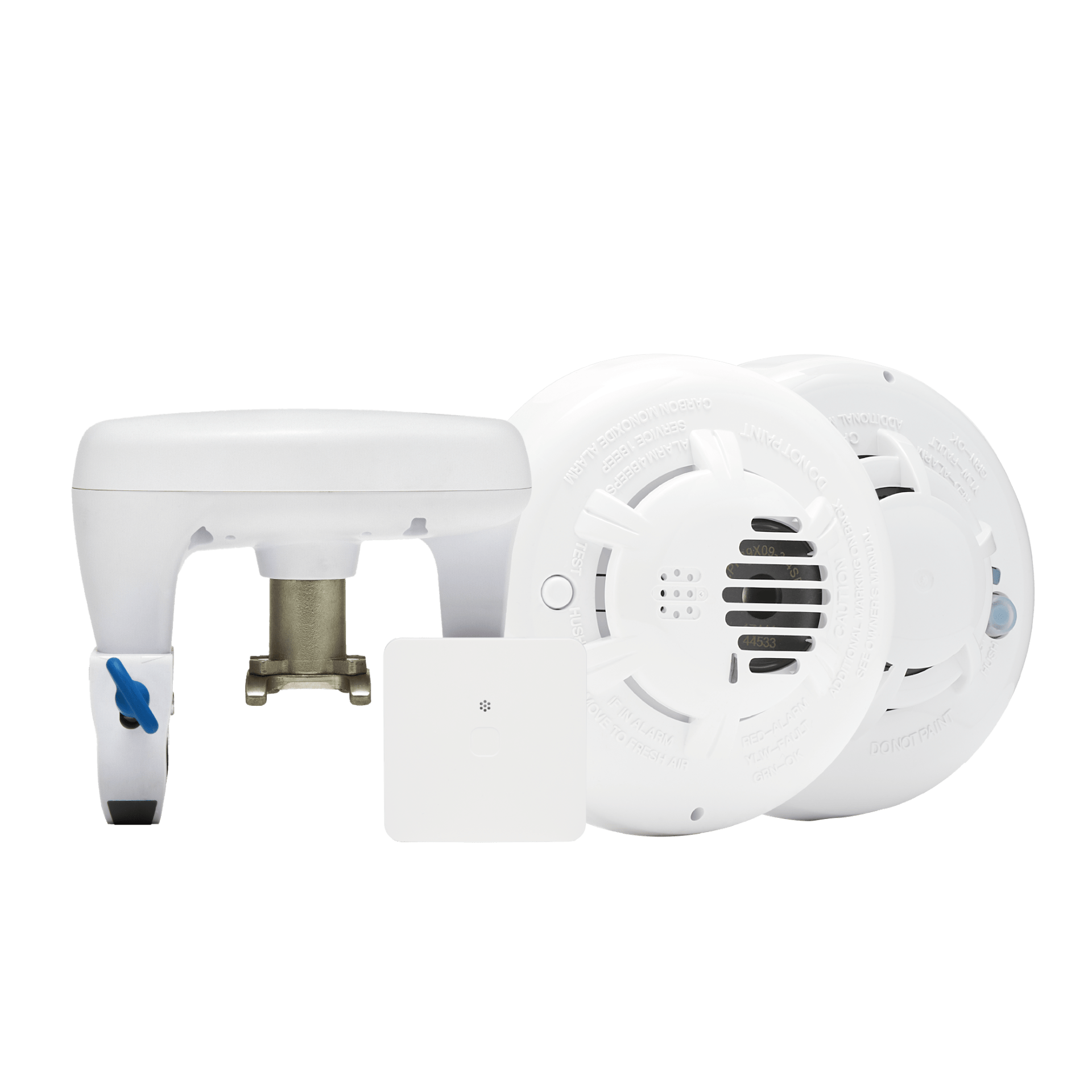 Guardian Protection Life Safety Devices, including a moniroted smoke detector, monitored CO detector, water valve, and water sensor